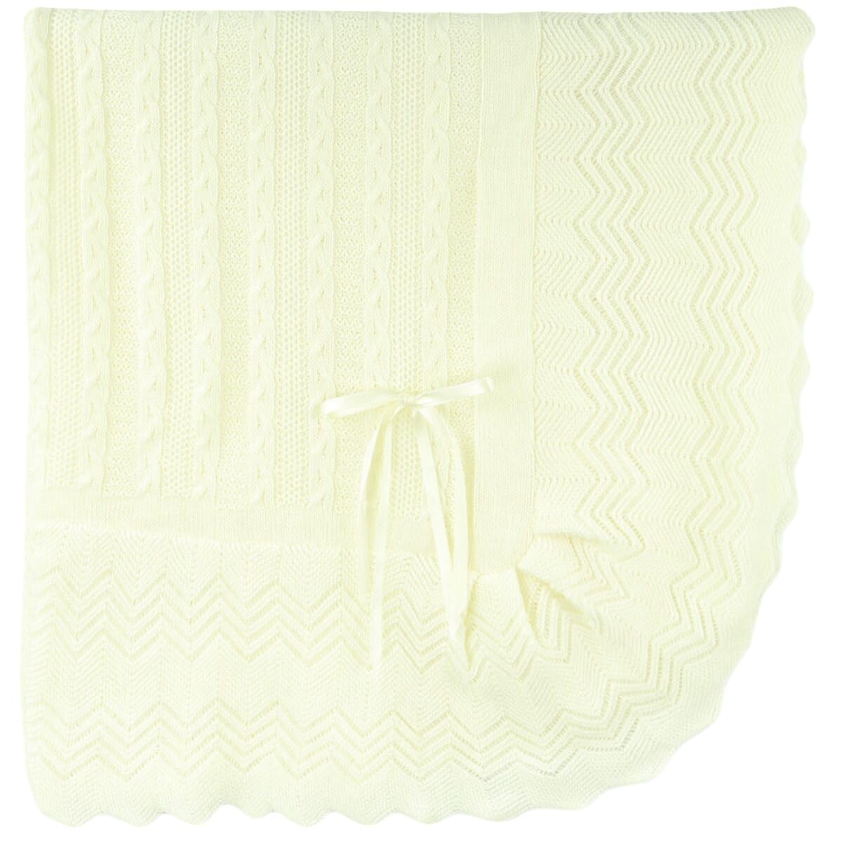 Soft Knit Baby Blanket with Rounded Corners & Bow