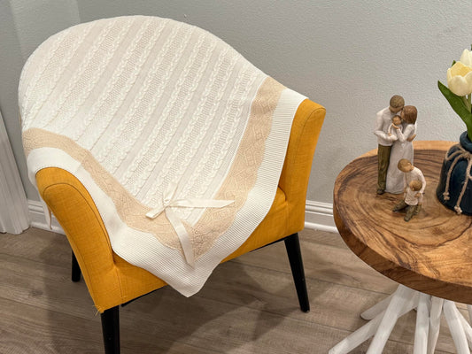 Elegant Knit Baby Blanket with Braided Design