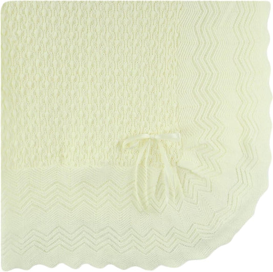 Knit Baby Blanket with Figure-Eight Pattern & Bow