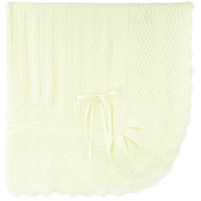 Soft Knit Baby Blanket with Rounded Corners & Bow