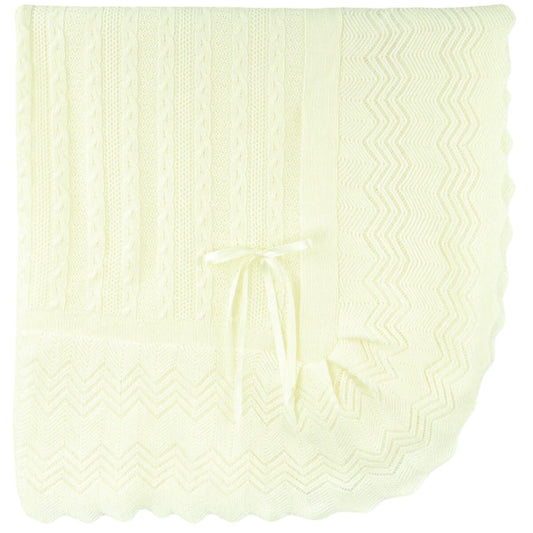 Soft Knit Baby Blanket with Rounded Corners & Bow