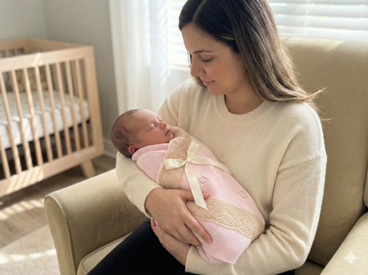 Cozy Knit Baby Blanket with Diamond Patterns