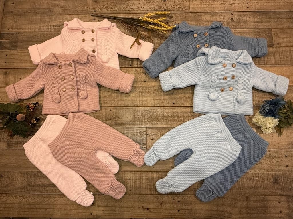 Baby Knit Outfit Set with Jacket and Footie Pants for Boys and Girls