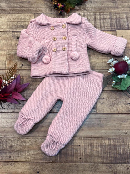 Baby Knit Outfit Set with Jacket and Footie Pants for Boys and Girls
