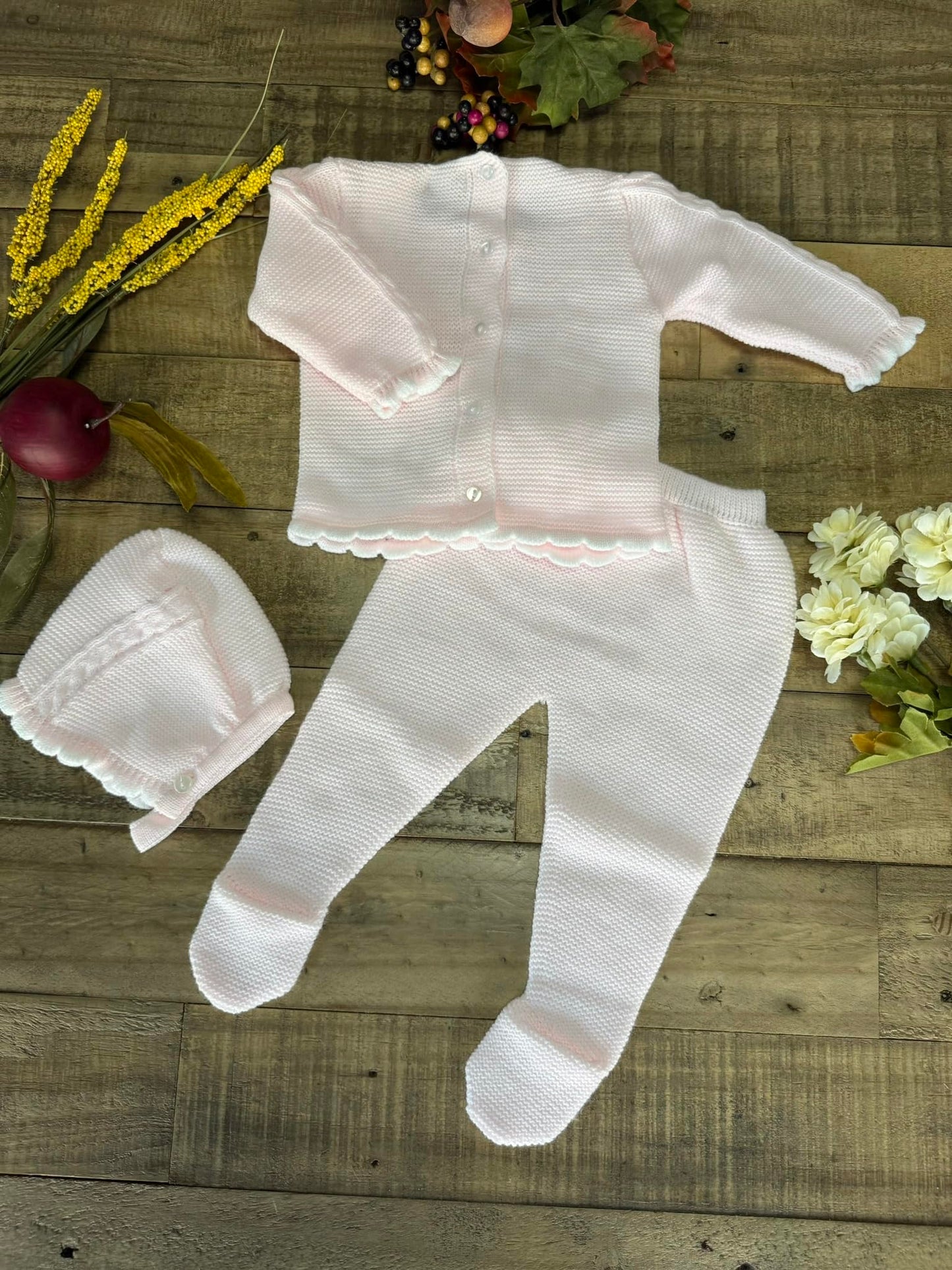 3-piece Baby Girl Knitted Sweater, Pants, and Hat Set