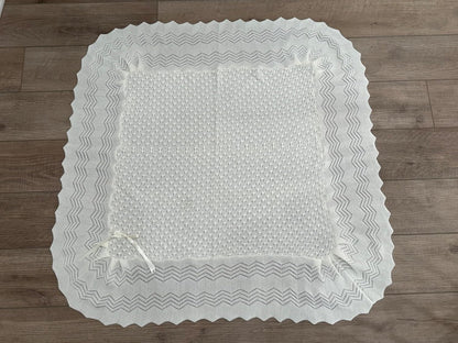 Knit Baby Blanket with Figure-Eight Pattern & Bow
