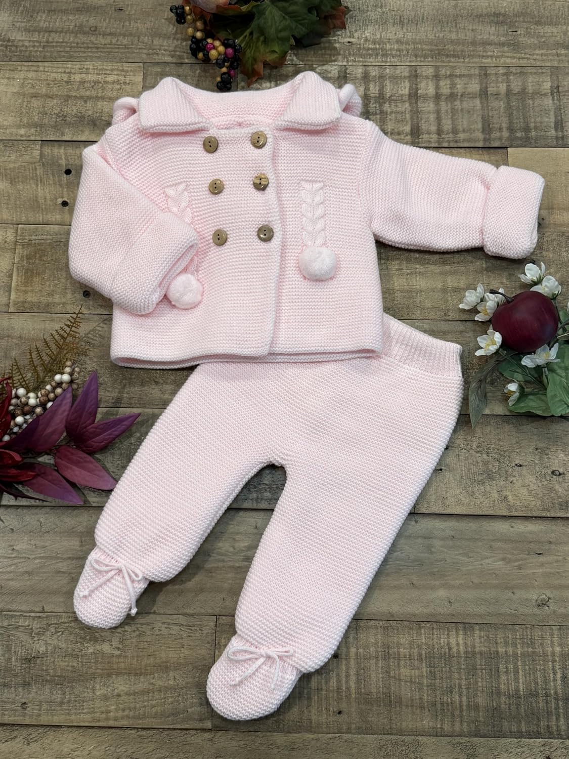 Baby Knit Outfit Set with Jacket and Footie Pants for Boys and Girls