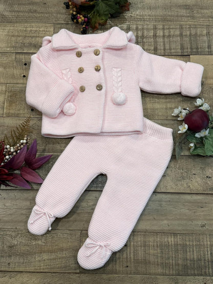 Baby Knit Outfit Set with Jacket and Footie Pants for Boys and Girls