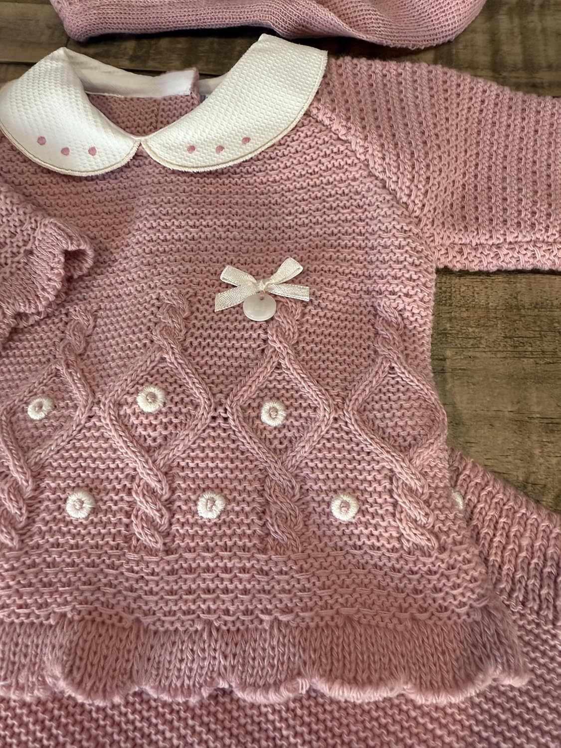 Baby Girl 3-piece Knitted Sweater, Footed Pants, and Hat Set