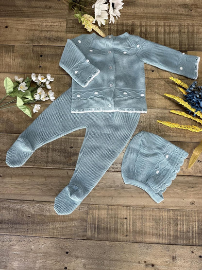 3-Piece Baby Knit Outfit Set, Sweater, Pants and Hat for Boys and Girls