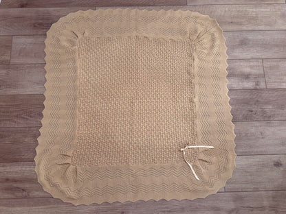 Knit Baby Blanket with Figure-Eight Pattern & Bow