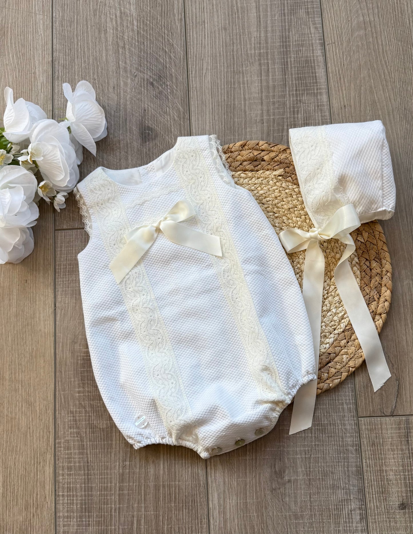 Fabian 2-Piece Pique Romper Set