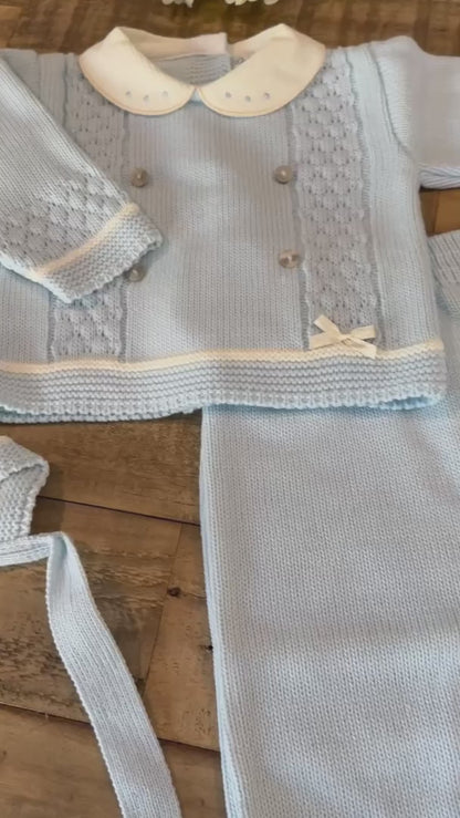 3-Piece Baby's Knitted Set with Sweater, Footed Pants, and Hat for Boys and Girls