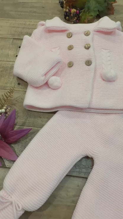 Baby Knit Outfit Set with Jacket and Footie Pants for Boys and Girls