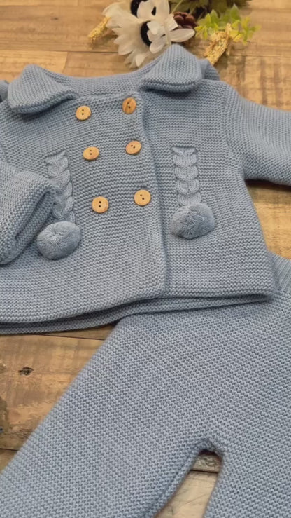 Baby Knit Outfit Set with Jacket and Footie Pants for Boys and Girls