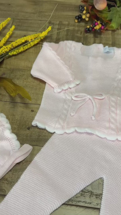 3-piece Baby Girl Knitted Sweater, Pants, and Hat Set